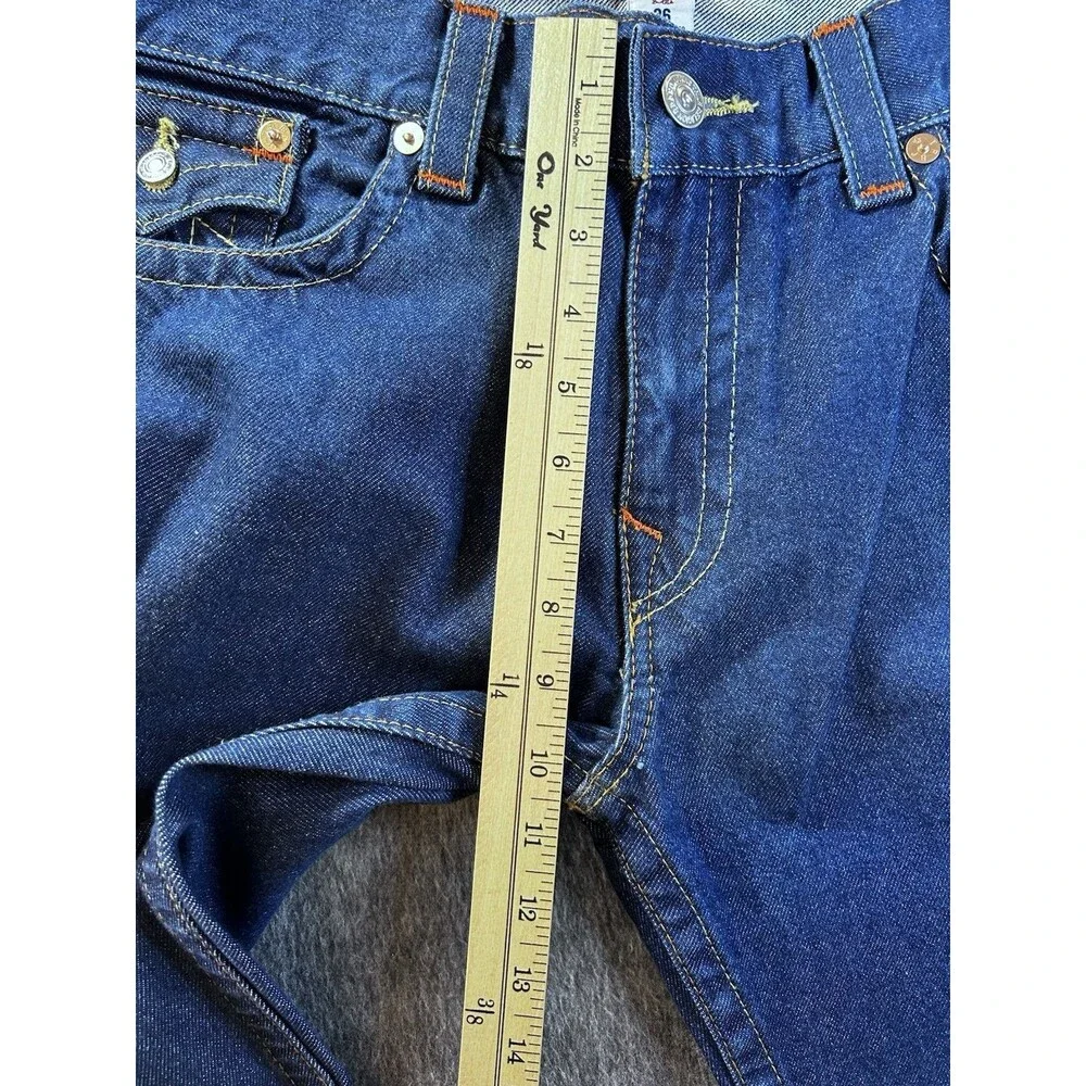 229$ True Religion World Tour Body Rinse Straight Flap Dark Wash Jeans Sz 36x34